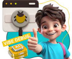 Тестирование & Vibe Debug. Охотники за багами - КИБЕРшкола программирования для детей, компьютерные курсы для школьников, начинающих и подростков - KIBERone г. Южно-Сахалинск